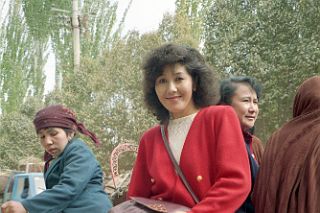 33 Beautiful Woman Fellow Passenger In Our Taxi Horse And Cart Kashgar 1993